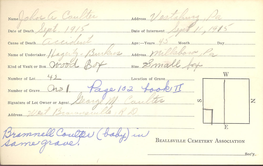 burial card